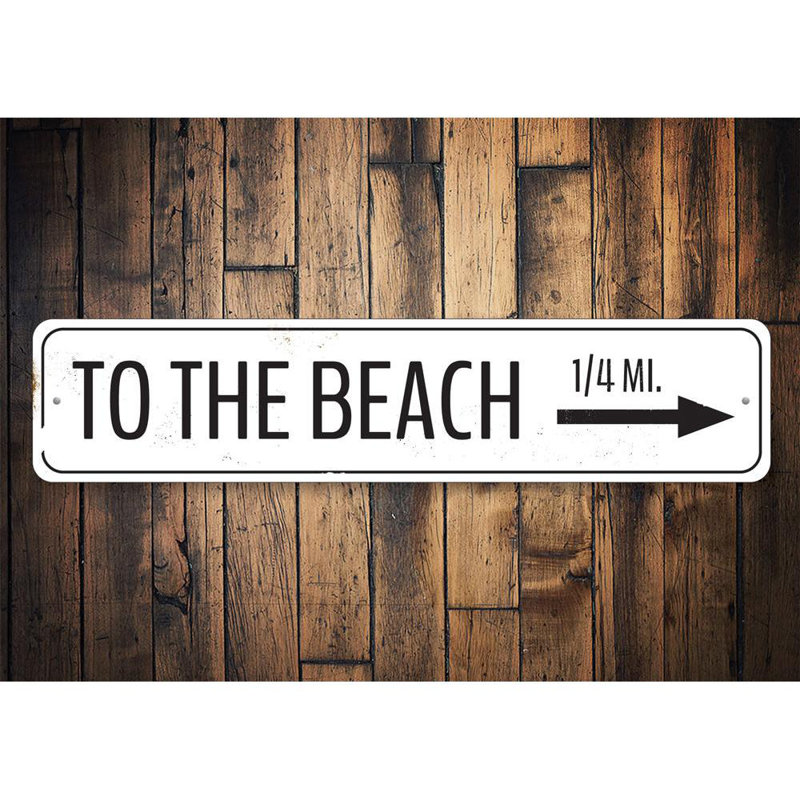 Panneau en aluminium personnalisé To The Beach, H 4 po x l 18 po x P 0,04 po