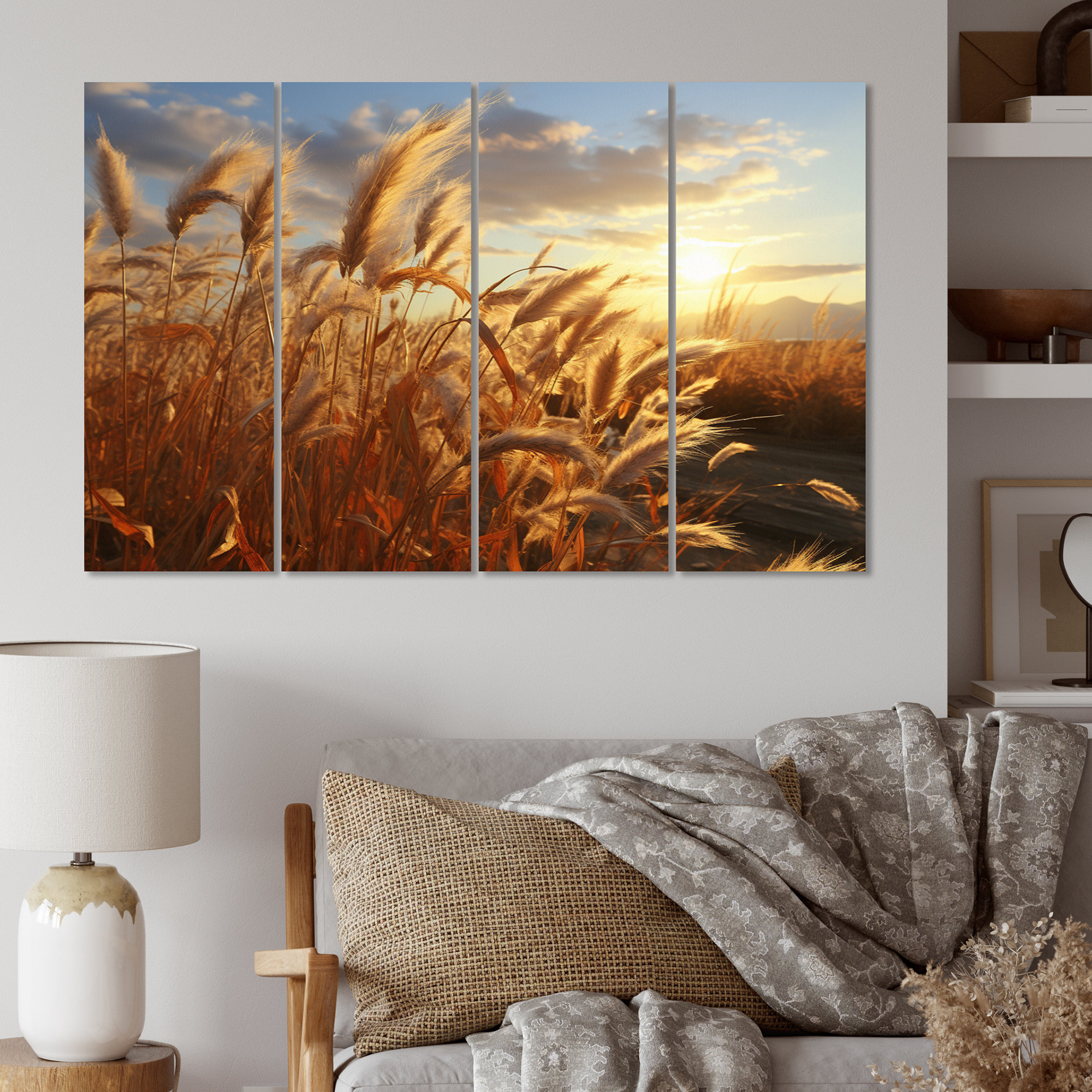 DesignArt Wildflowers in Sunset Tranquil Harvest II Landscapes Metal