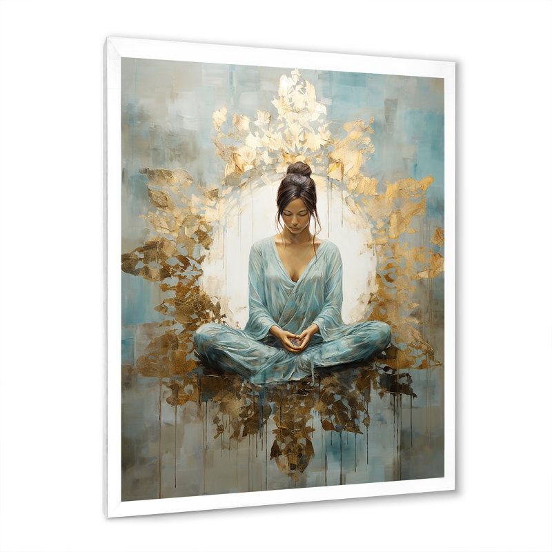 Zen Meditation Position I - méditation sur toile, H 40 po x l 30 po x P 1,5 po, Cadre simple blanc
