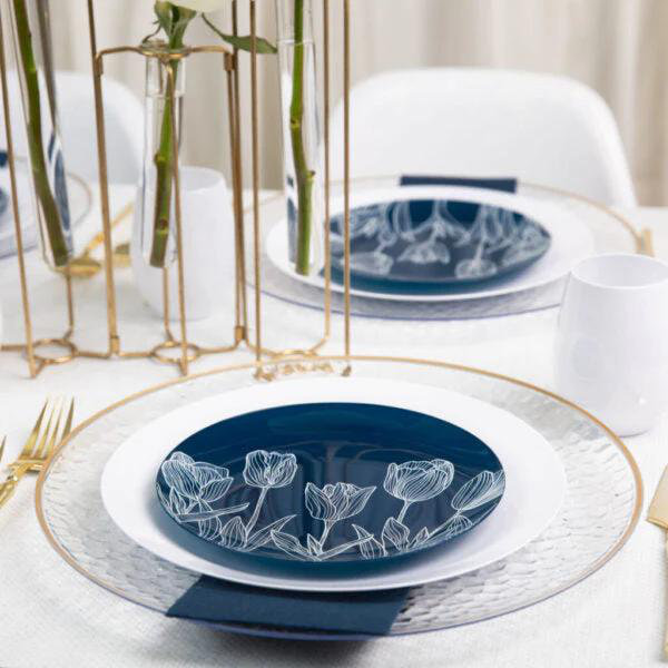 Disposable All Occasions Dinner Plate, Navy/White