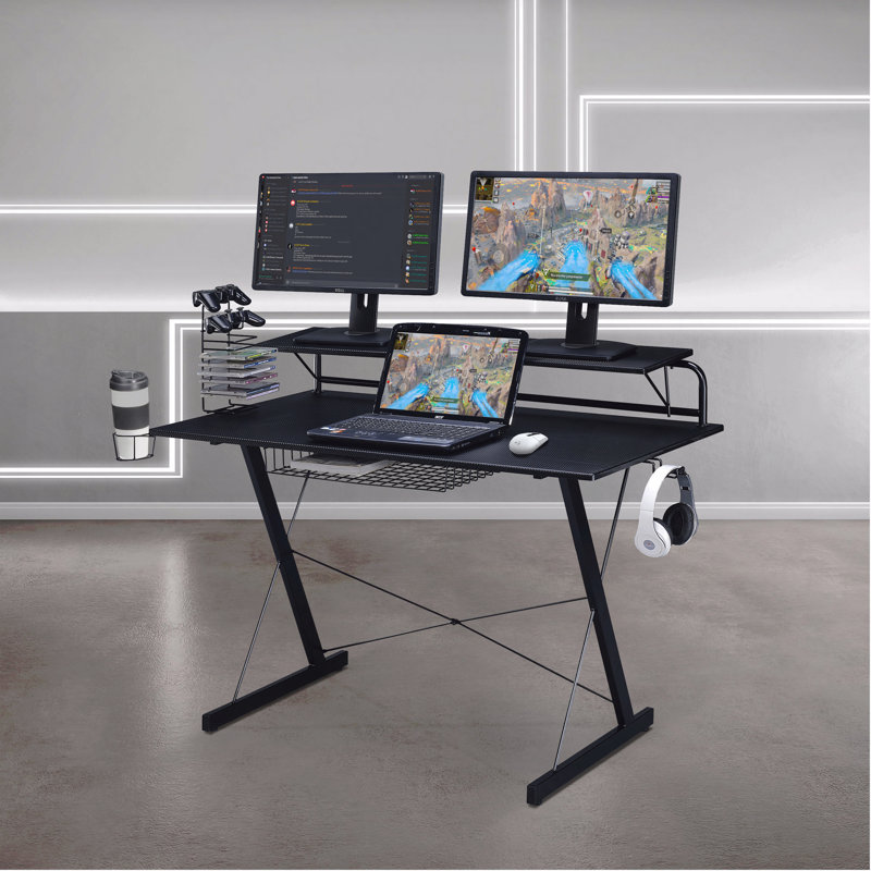 Bureau d'ordinateur avec tablette en carbone Techni Sport TS-200, noir