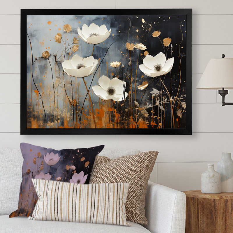 Impression sur toile Gilded Garden Blooming Meadows, Cadre simple noir, H 24 po x l 32 po
