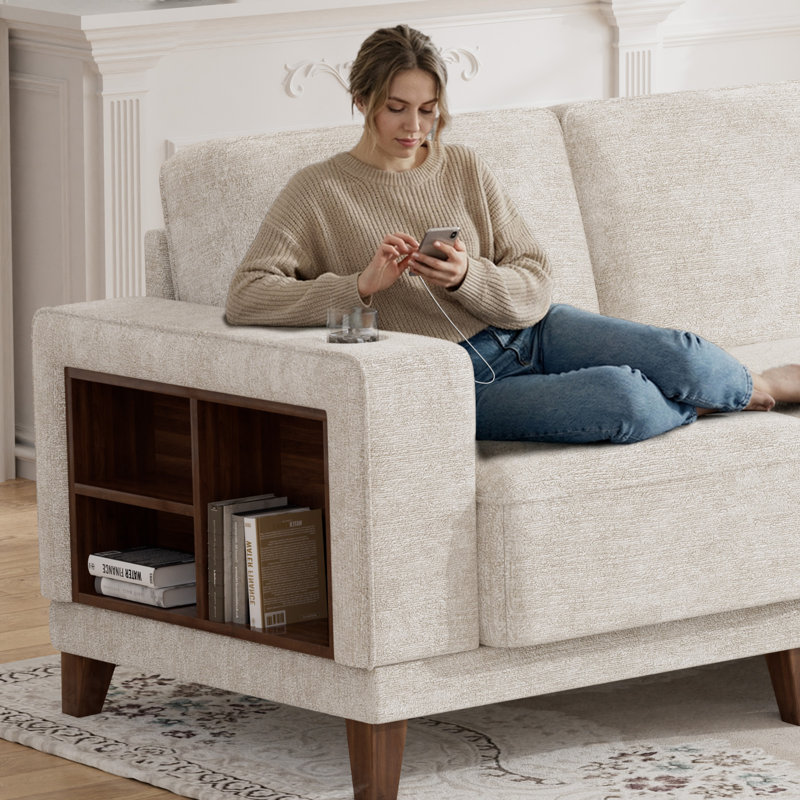 9 pièces Module modulaire de compression avec repose-pieds bibliothèque, Mélange de polyester crème