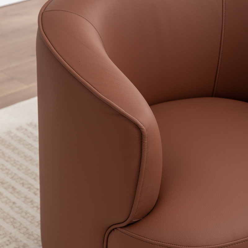 Fauteuil demi-tonneau pivotant de 32 po Tybias, Dark Brown