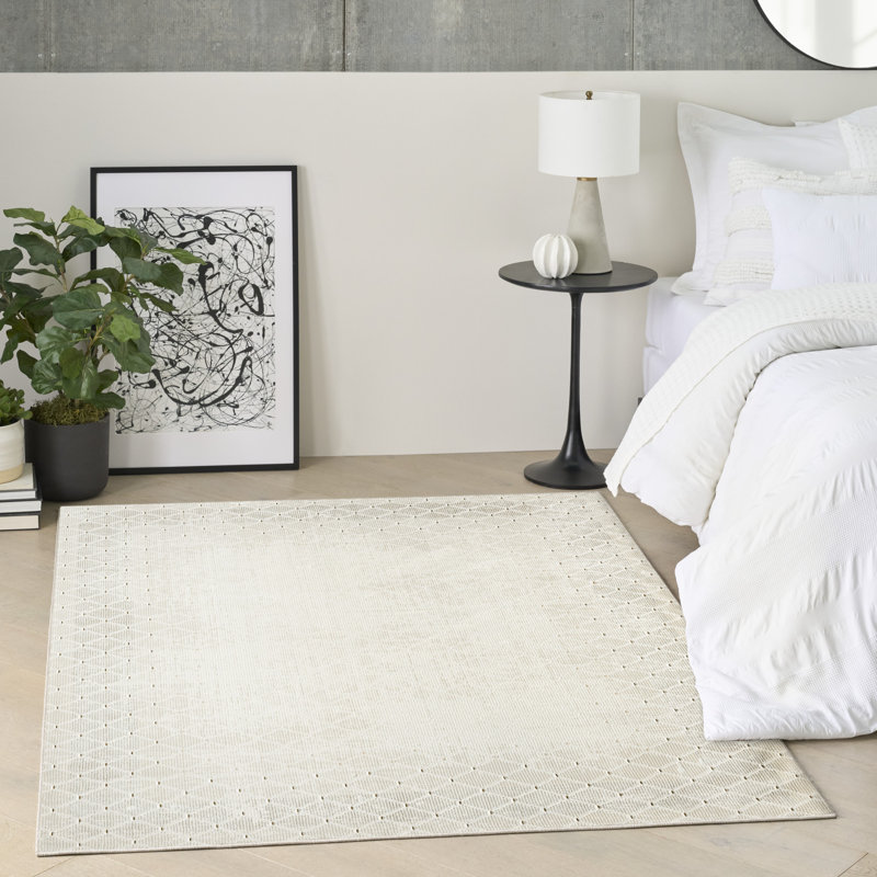 DKNY Grand Street Ivory Modern Indoor Rug, Rectangle 5'3" x 7'3"
