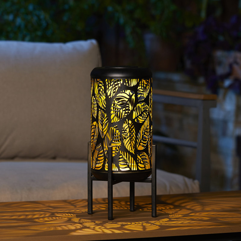 14.25'' Solar Powered LED Outdoor Lantern, Black/Gold