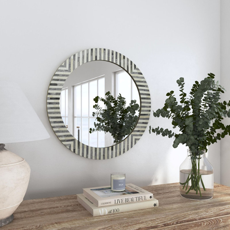 Demson Bone Round Mirror