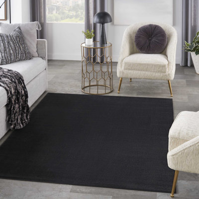 Mullican Sandy Solid Black Easy Care Indoor/Outdoor Area Rug
