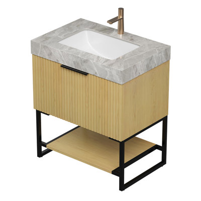30" Italy Light Gray and Undermount Ceramic Basin, NO Cabinet, NO Faucet and Drain, Suitable for Vanity FRIGGA, TILLEY, YOLAN, etc.