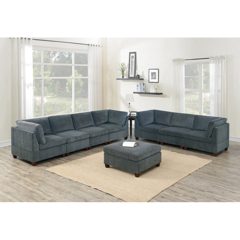 Ensemble de canapé modulaire en chenille gris de 8 pièces pour salon