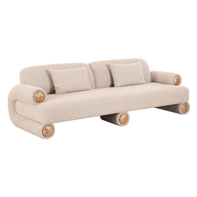 Ranlo - Canapé beige moderne en tissu beige et blanc