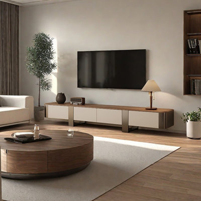 Minimalist TV Stand Walnut Finish