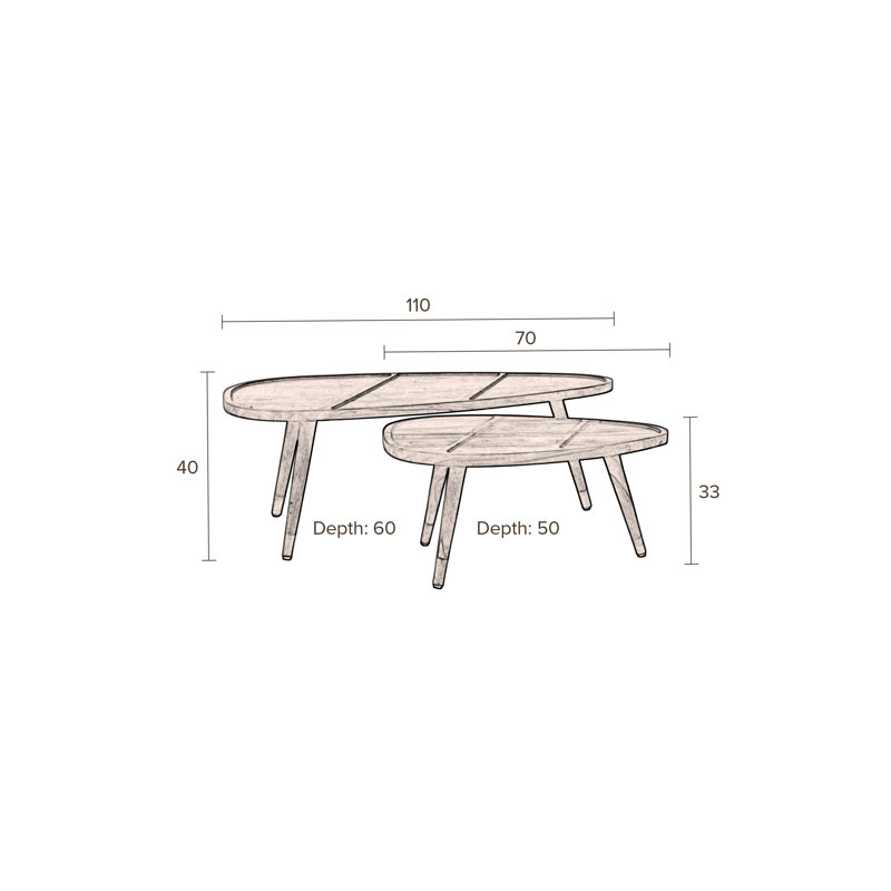 Solid Wood Nesting Coffee Table