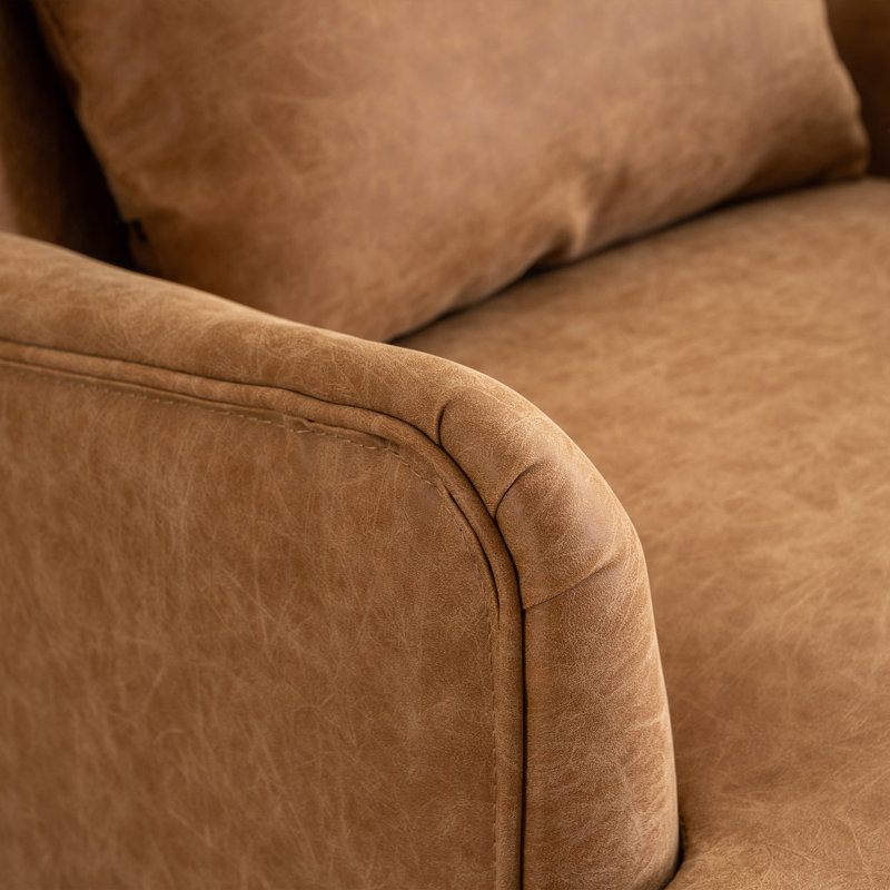 Chaise pivotante rembourrée en cuir synthétique, Similicuir brun