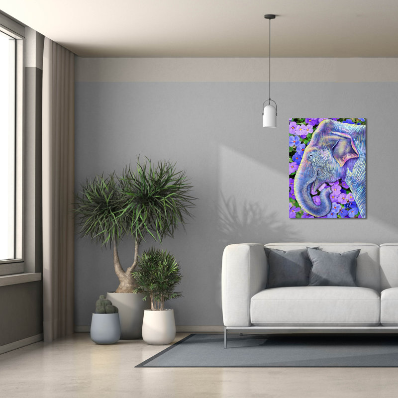  «Asian Elephant» par Tim Jeffs, art mural sur toile, H 34 po x l 26 po