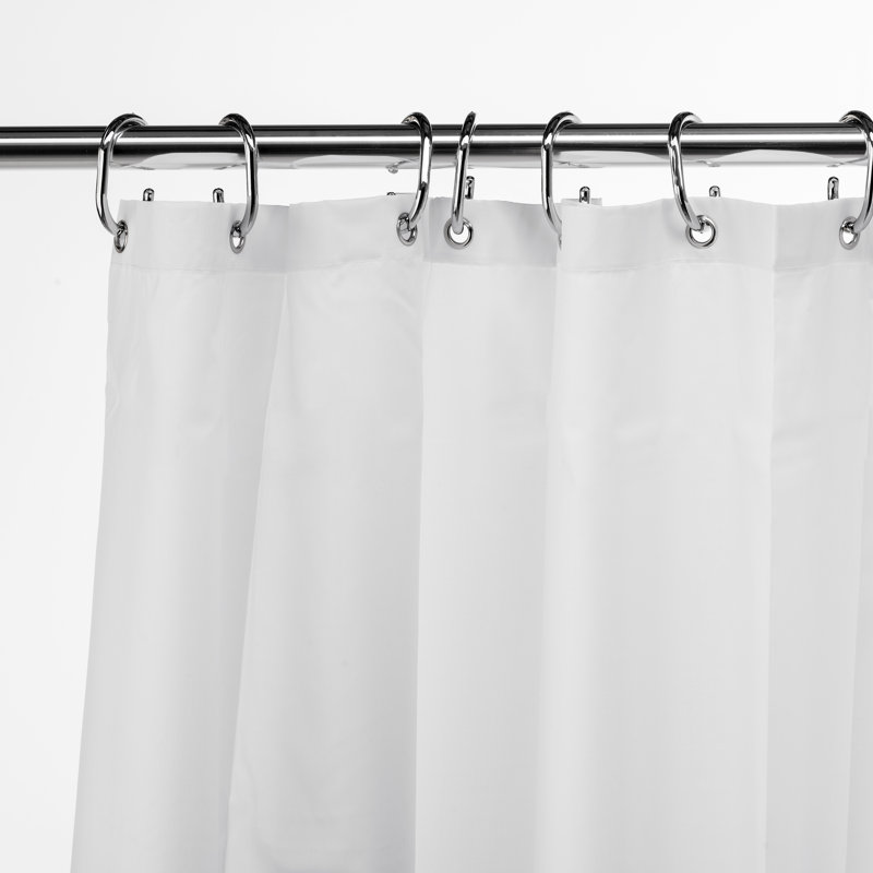 Croydex Recycled White Shower Curtain with Weighted Hem and Anti-Microbial Additive 1800 X 2100, 210cm H x 210cm W