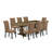9 Piece Dining Room Set Includes a Rectangle Removable Leaf Kitchen Table and 8 Light Sable Linen Fabric Parson Dining Chairs, 42x92 Inch, Jacobean-622751787-622751784