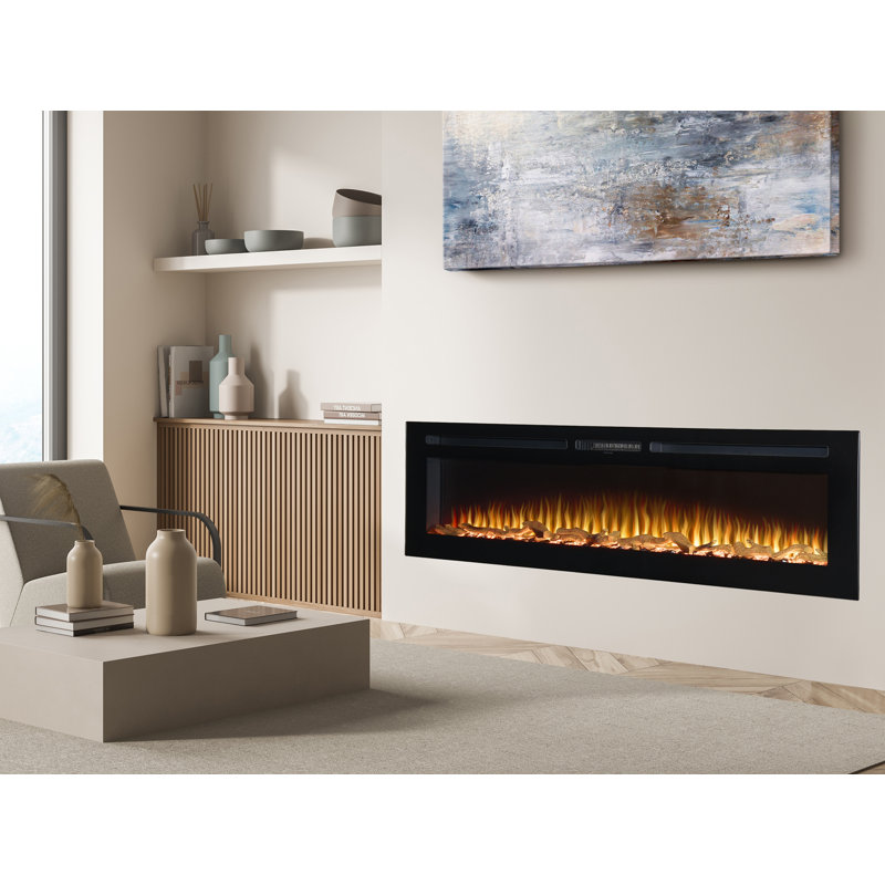 Orlando Adam Black Electric Fireplace Insert, 50" H x 183" W x 12" D