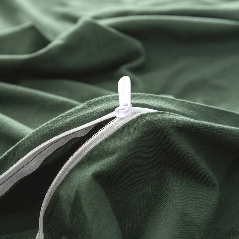 HOME BEDDING Jersey Cotton Duvet Cover Set, Green, King Duvet Cover + 2 King Shams