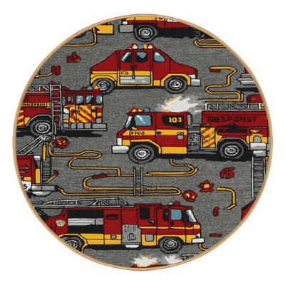 Machine Washable Transportation Brown Area Rug