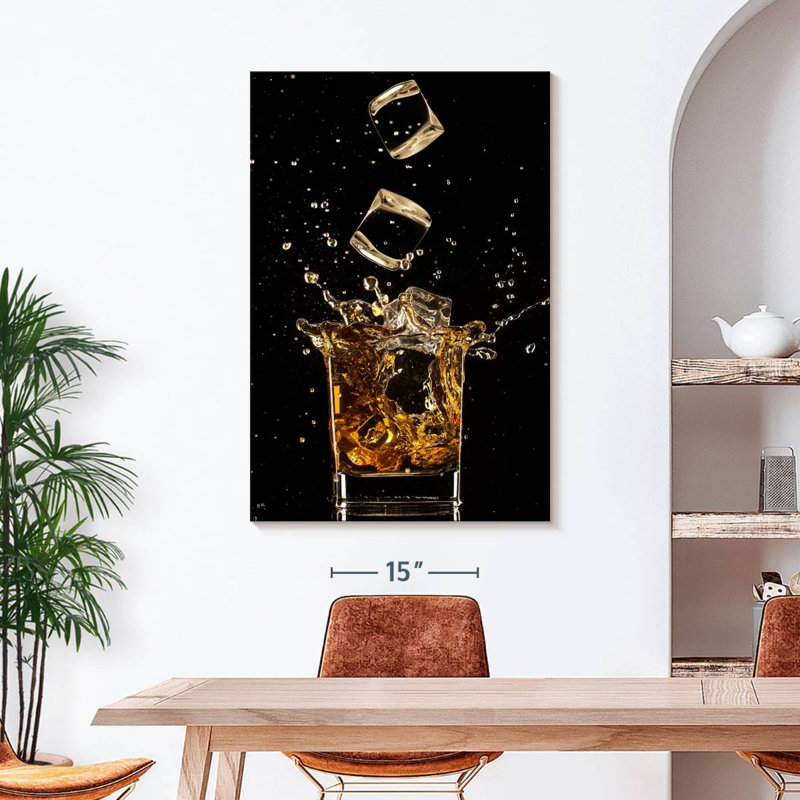 Whiskey Ice Splash Canvas Print, 30" H x 45" W x 1.25" D