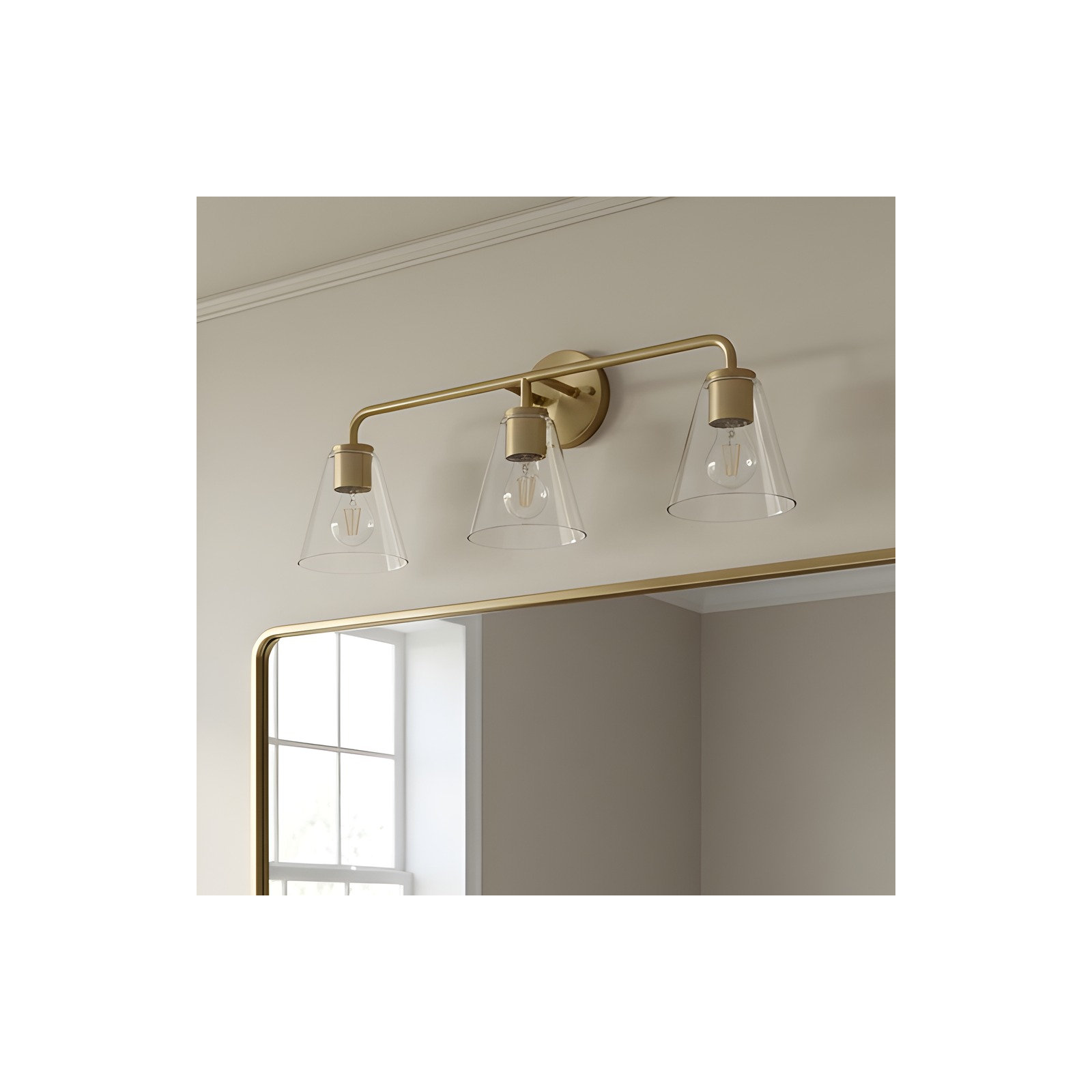 Senda One Light Vanity, Clear, 3, Satin Brass