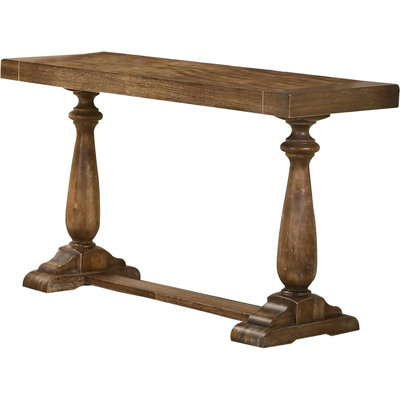 50" Transitional Wood Console Table In Driftwood, Solid Wood Table For Entryway And Living Room