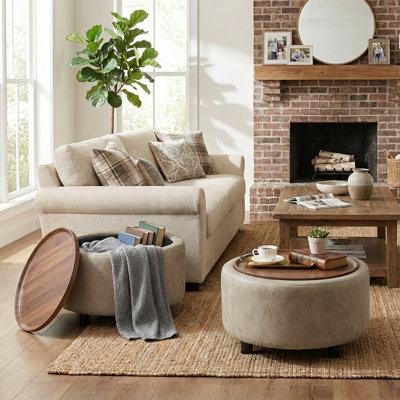 Eniyah Round Cocktail Ottoman With Storage
