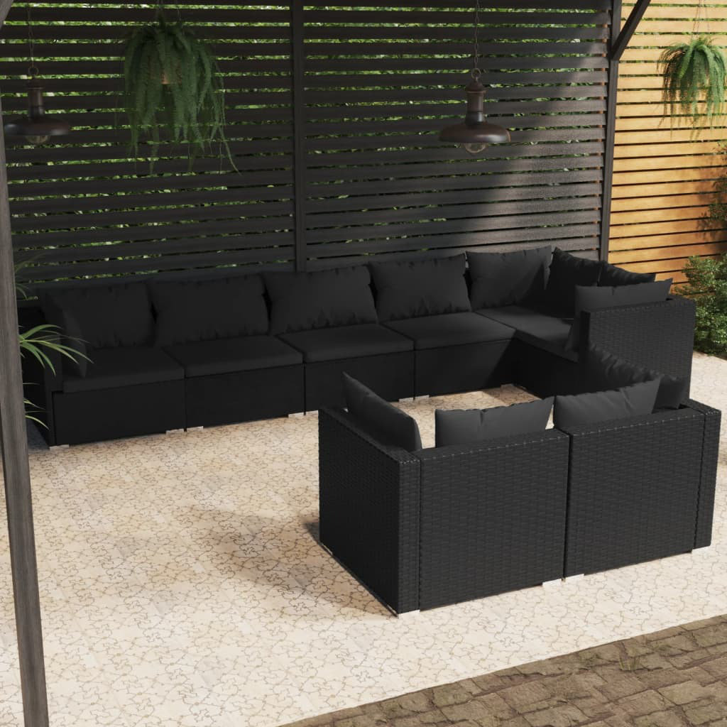 8-Sitzer Lounge-Set Jazharia aus Polyrattan mit Polster