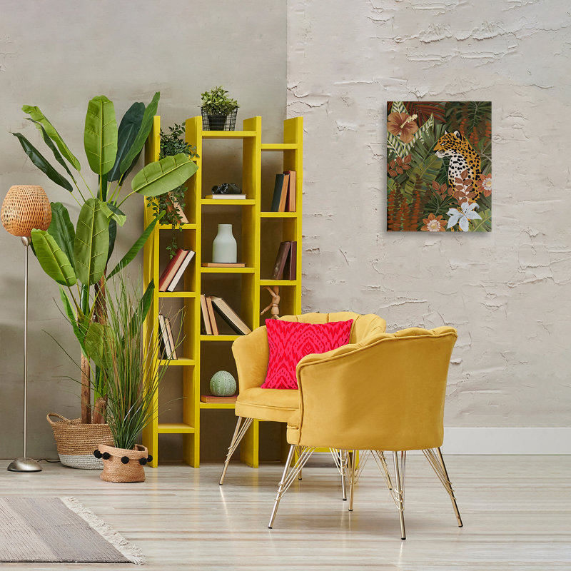 Art mural en toile Hibiscus Jungle Leopard par Cat Thurman Designs, H 20 po x l 16 po