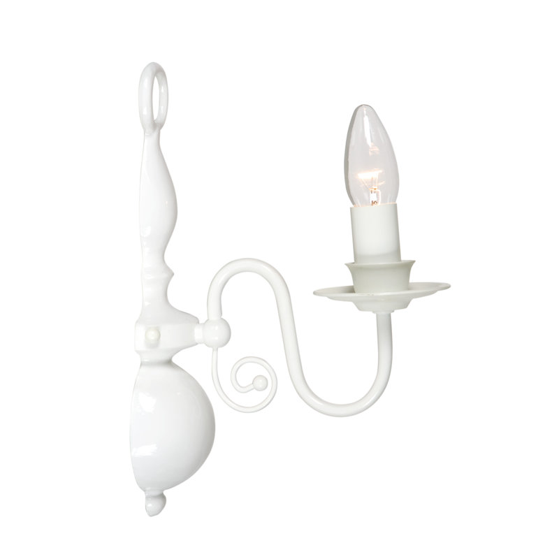 Aubervilliers Candle Wall Light, Glossy White