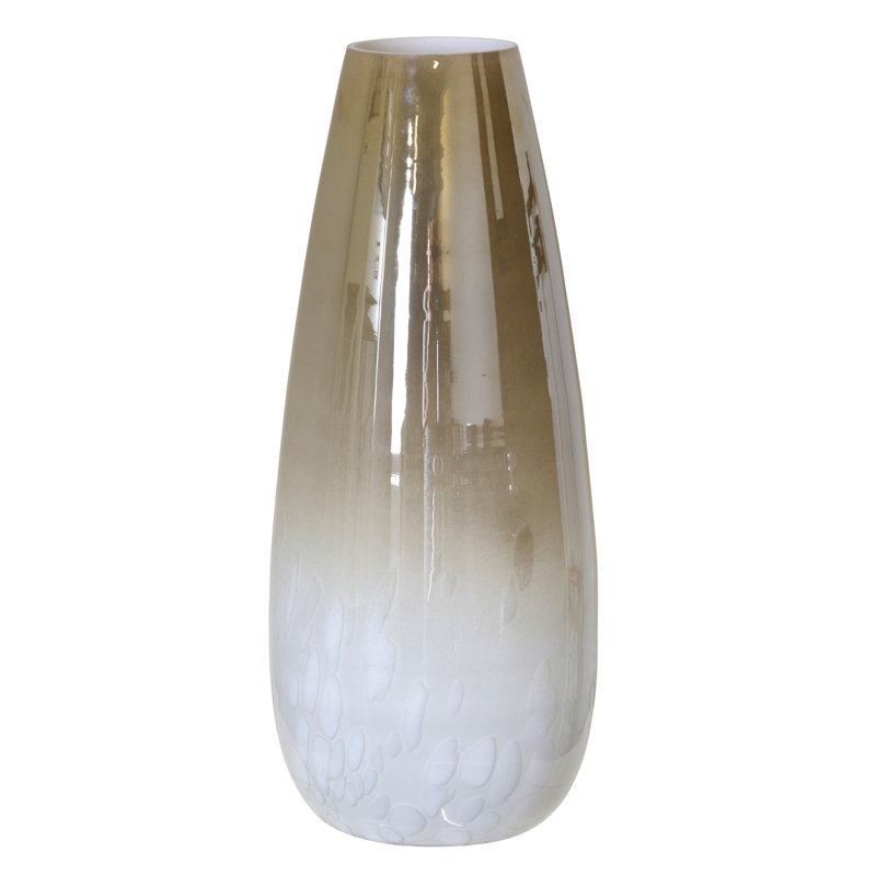 Half Hoyt - Glass Vase - 6.75" x 15.75" - Ombre, Smoke/Milky White