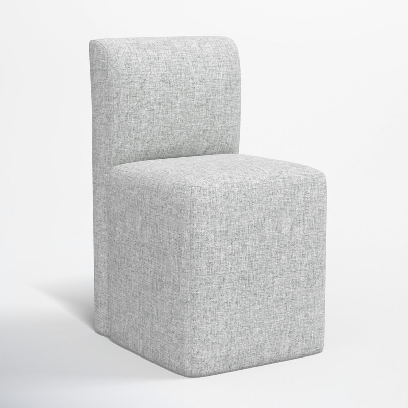 Mendy Upholstered Dining Chair with Casters, Zuma Pumice Textured Linen