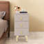 Modern 3-Drawer Nightstand with Rock Slab Top & Faux Leather - Luxury Gold Accent Chest with Steel Frame, Sturdy Bedside Storage Table for Bedroom & Living Room