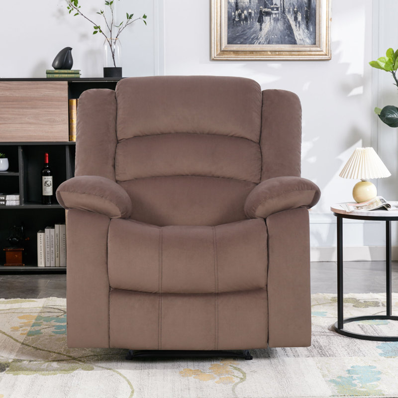 Fauteuil inclinable manuel rembourré de 38 po de largeur Jerneshia, Brun