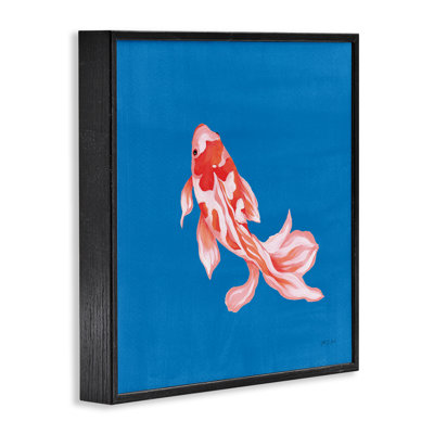 Blue Vibrant Koi Fish Framed Giclee, design by Yvette St. Amant
