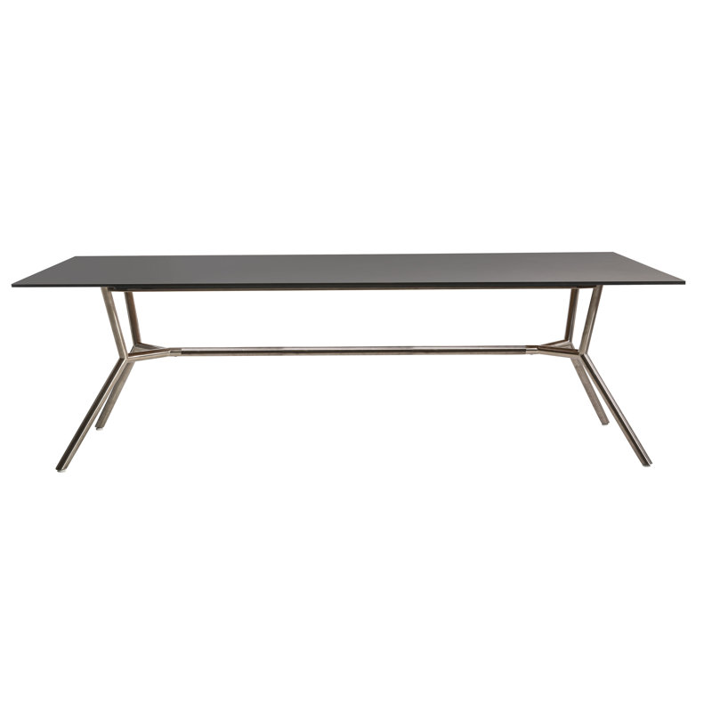 Table de salle à manger Reef, HPL noir nordique, Acier Inoxydable, H 29,5 po x l 94,5 po x P 39,38 po
