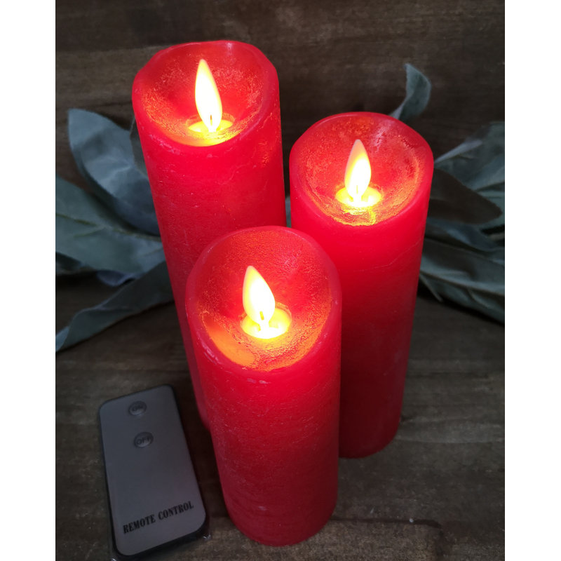 Ensemble de bougies lumineuses à pilier à DEL, H 7 po x l 2 po x P 2 po, Rouge