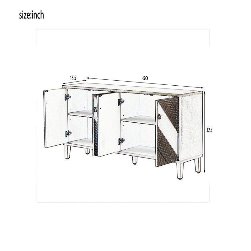 Buffet de 60 po Klazien, Noir