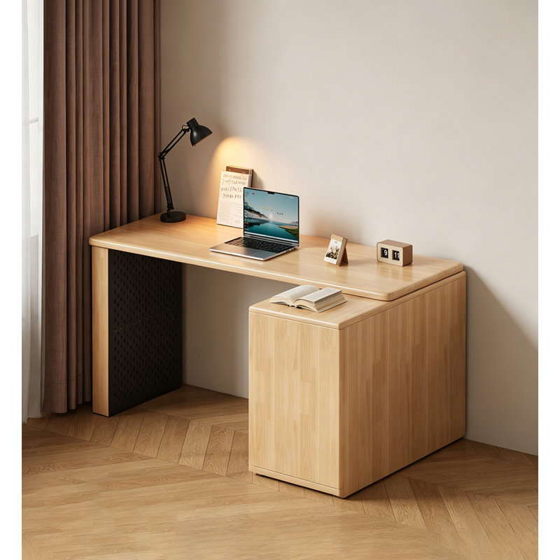 Bureau en coin extensible avec armoire de rangement Nordic, Right Hand Return