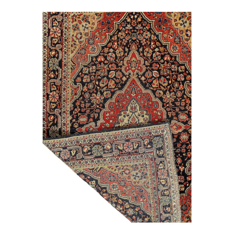 Tapis orange / bleu / brun en coton 3 pi 6 po x 5 pi 3 po Meagann