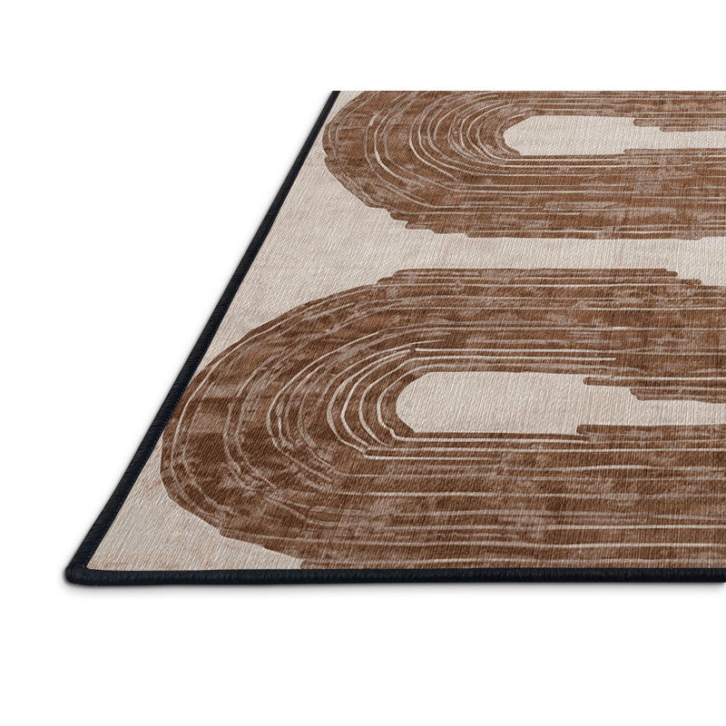 Machine Washable Brown Area Rug, Square 3'