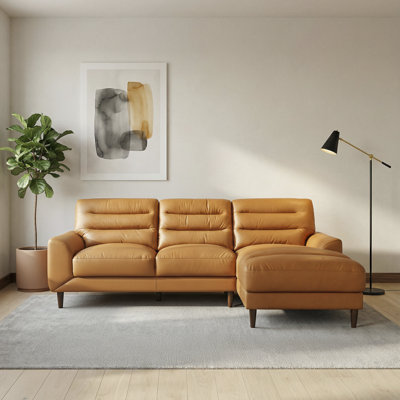 Canapé modulaire en cuir véritable Isbell