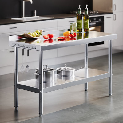 Precision Zenith Ensemble Stainless Steel Table, Kitchen Prep Table with Adjustable Undershelf, NSF-Certified Metal Surface (Includes Backsplash) for Home Kitchens, Restaurants, Hotels, and Garages
