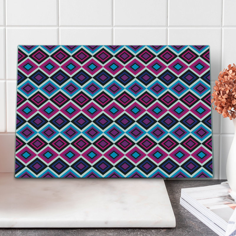 Planche à découper Ambesonne bleu marine et rosé grande taille lignes psychédéliques magenta mauve bleu
