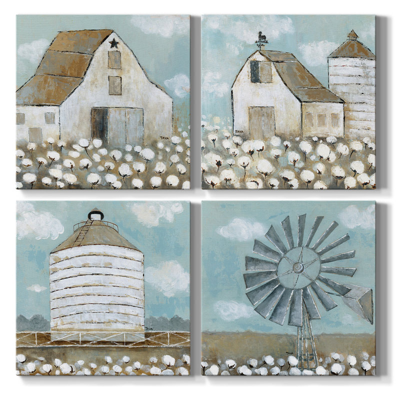 Renditions Gallery - Ensemble de 4 reproductions d'art sur toile encadrées, H 12 po x l 12 po x P 4,5 po