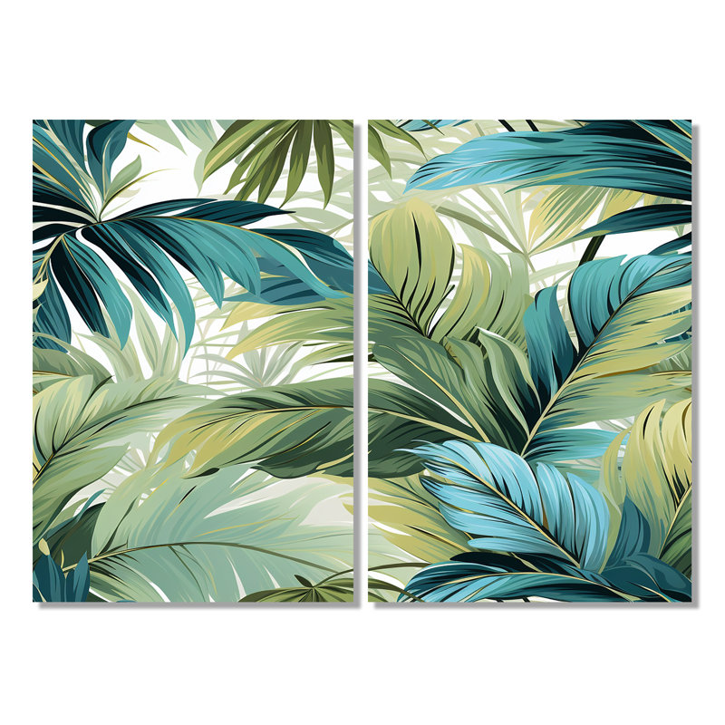Palmier, motif tropical - art mural vert, Toile tendue, Ne s’applique pas, H 36 po x l 48 po