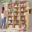 Natural H 71,6 "| Bibliothèque triple à 6 niveaux avec tablettes ouvertes Grande bibliothèque pour le salon Bureau à domicile Bibliothèque 2PCS-366942776-368249938