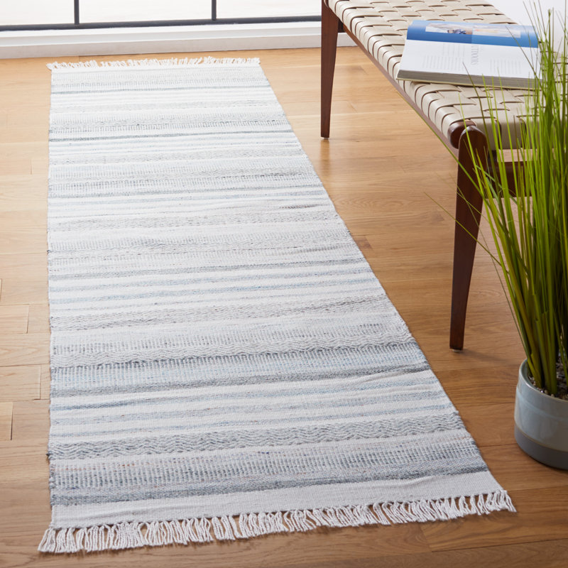 Tapis rayé performance tissé à la main Marétiquement, Tapis de couloir 2 pi 3 po x 8 pi
