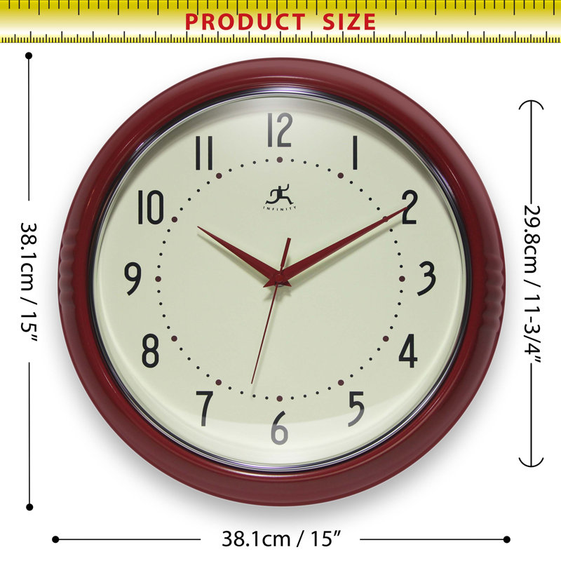 Horloge murale Desdra, Rouge, Grand